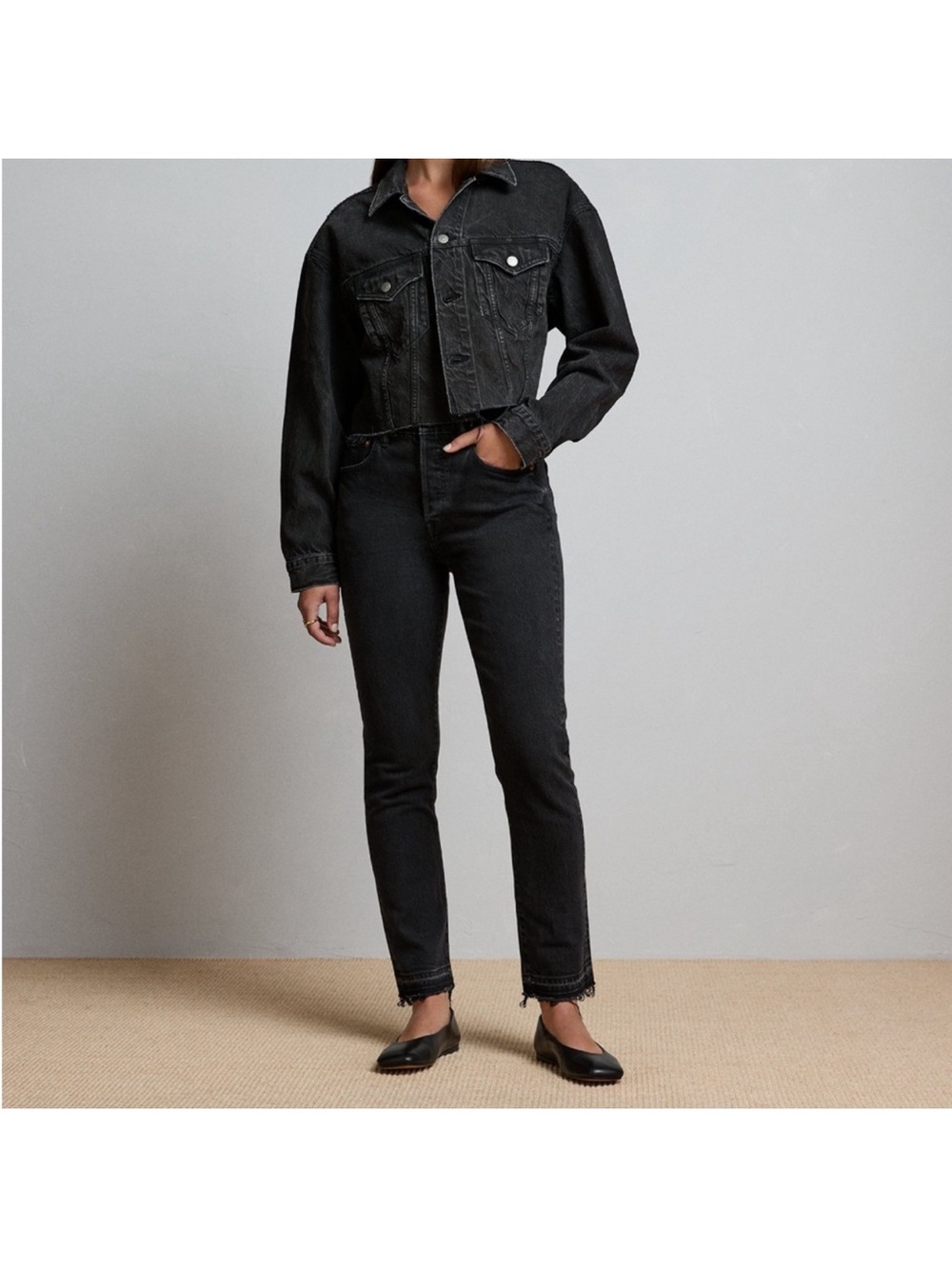 AE 77 Premium Denim straight crop black 27